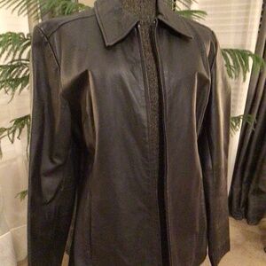 Cole brook & co black‎ leather jacket size large women